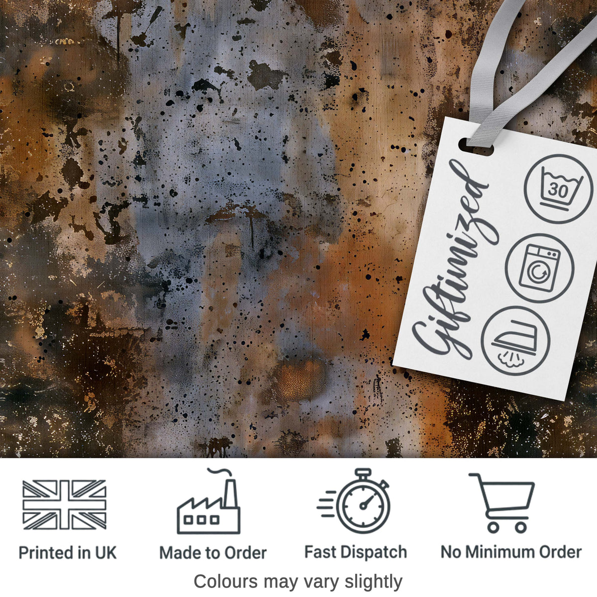 Weathered Metal Rust Texture Seamless Pattern Industrial Grunge Style Digital Print Fabric by the Metre UK Sewing Quilting Textile