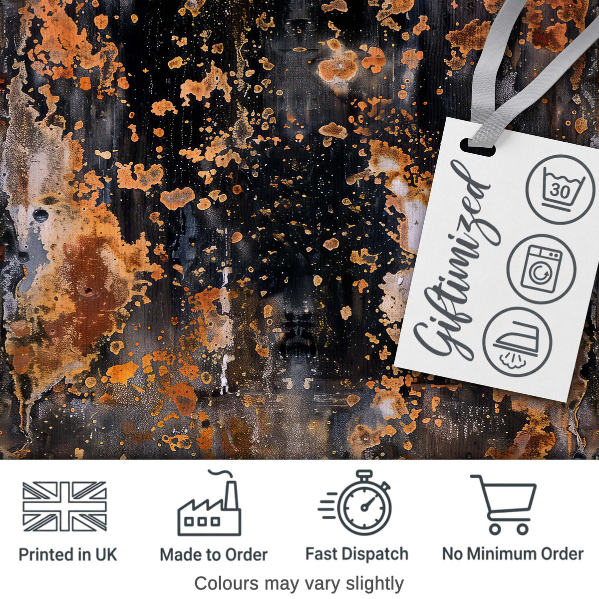Dark Grunge Rust Texture with Splatter Seamless Pattern Industrial Art Digital Print Fabric by the Metre UK Sewing Quilting Textile