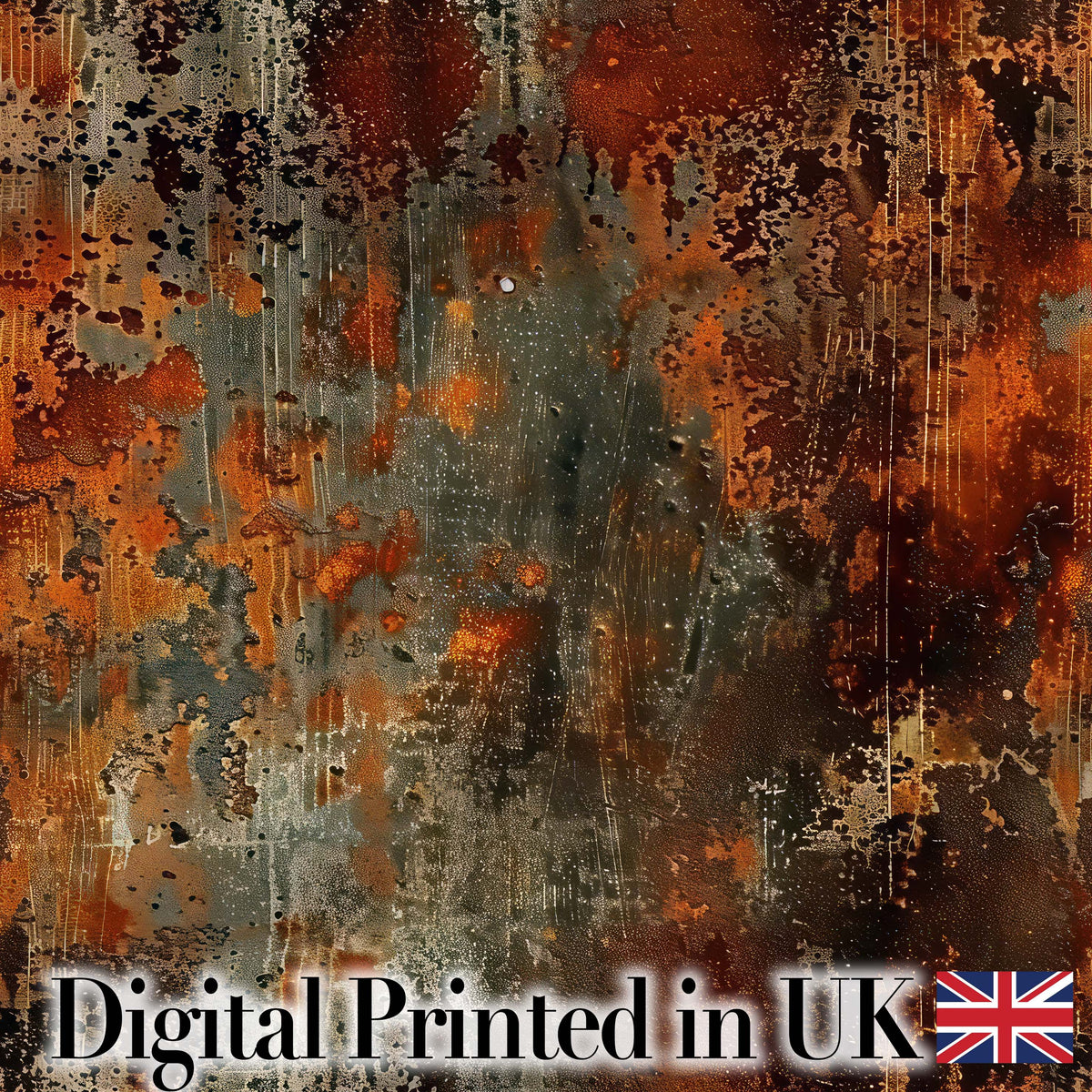 Abstract Dark Rust Paint Splash Seamless Pattern Grunge Artistic Texture Digital Print Fabric by the Metre UK Sewing Quilting Textile