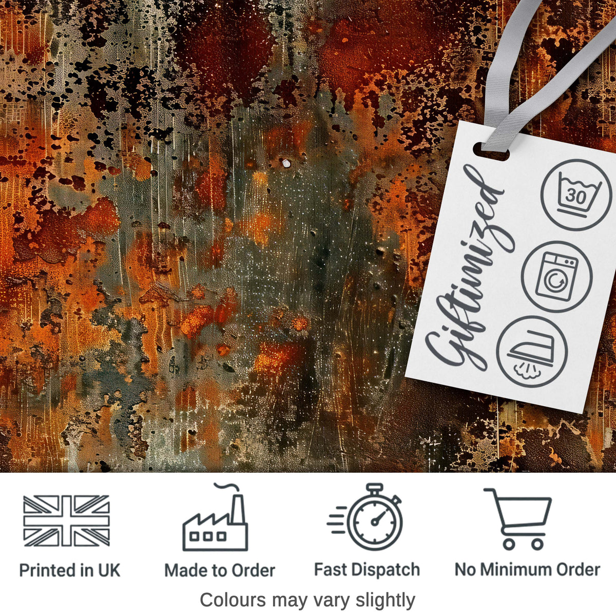 Abstract Dark Rust Paint Splash Seamless Pattern Grunge Artistic Texture Digital Print Fabric by the Metre UK Sewing Quilting Textile
