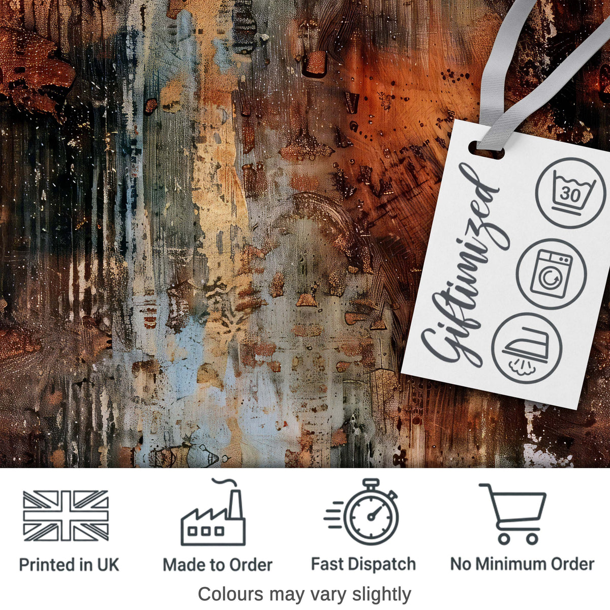 Burnt Metal Rust Texture Seamless Pattern Dark Abstract Grunge Style Digital Print Fabric by the Metre UK Sewing Quilting Textile