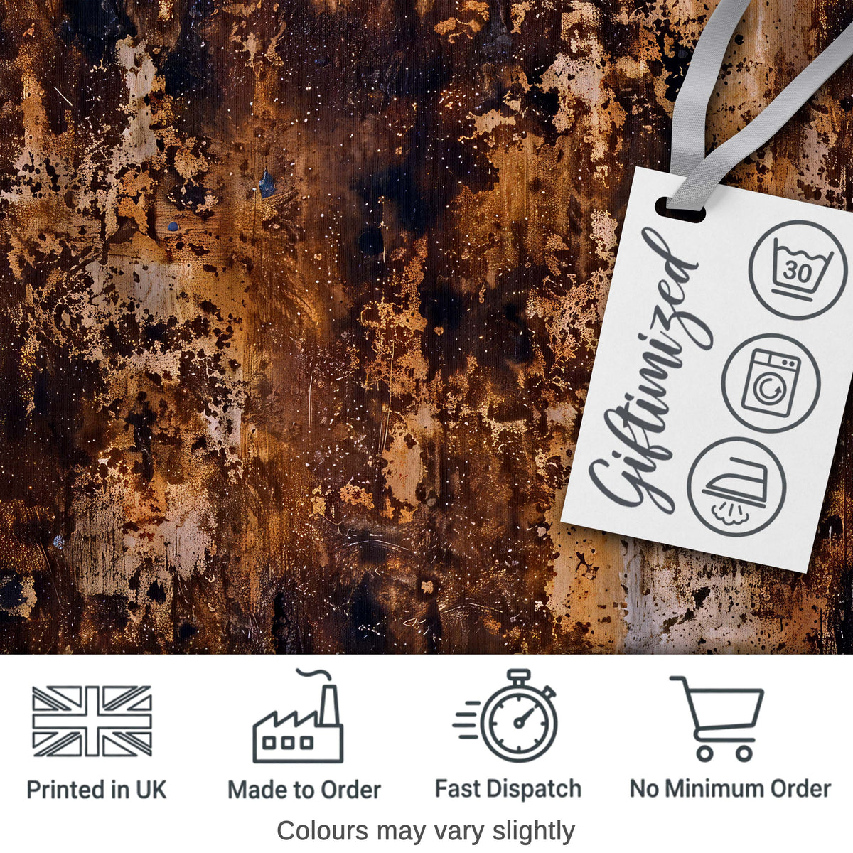 Abstract Rust Splash Texture Seamless Pattern Industrial Artistic Design Digital Print Fabric by the Metre UK Sewing Quilting Textile