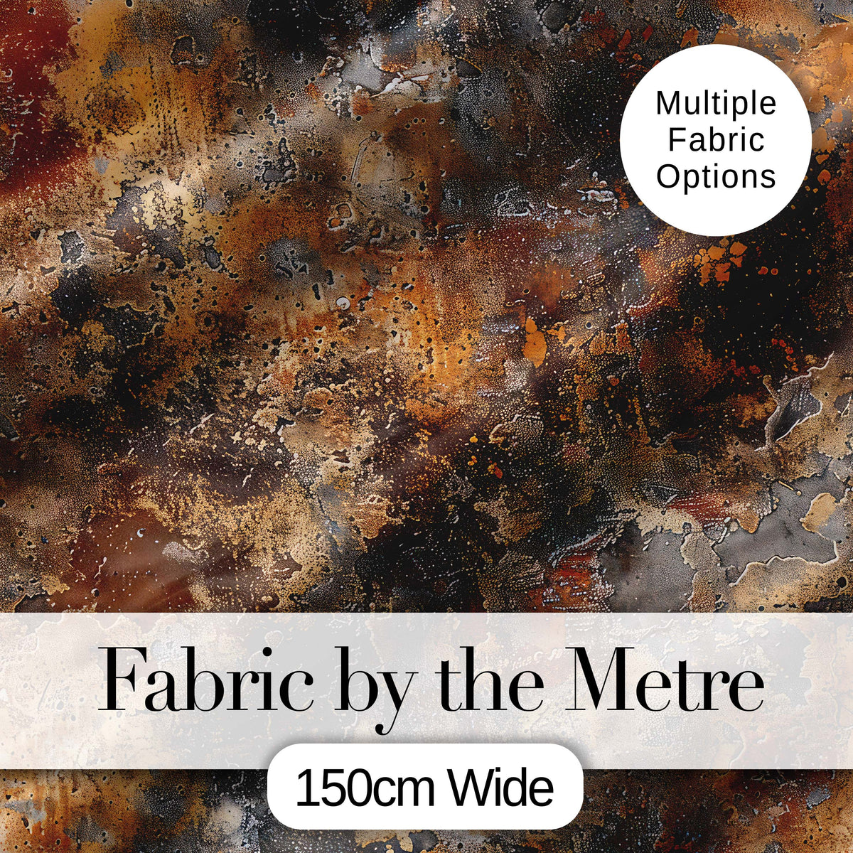 Rustic Metallic Corrosion Texture Brown Industrial Grunge Seamless Pattern Digital Print Fabric by the Metre UK Sewing Quilting Textile