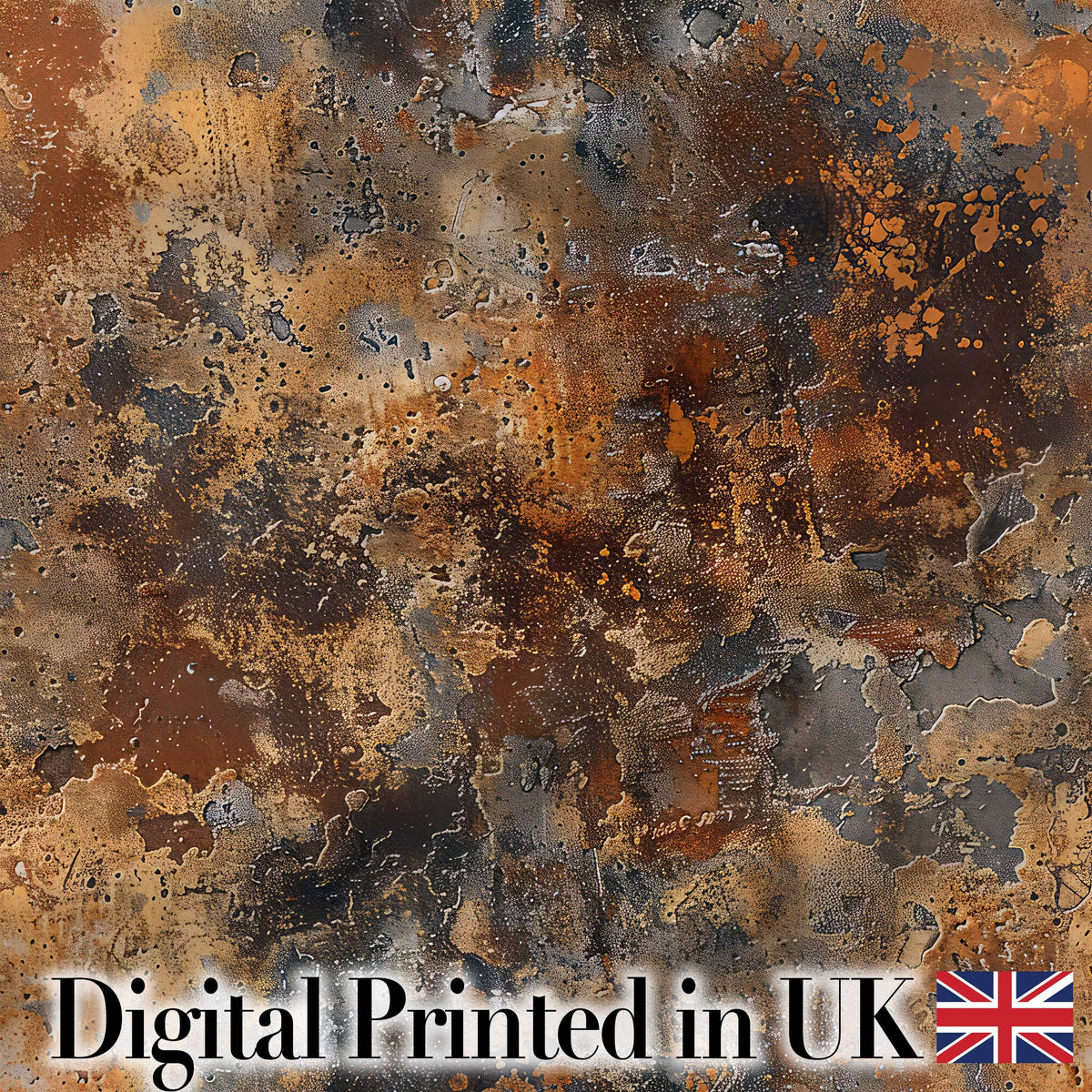 Rustic Metallic Corrosion Texture Brown Industrial Grunge Seamless Pattern Digital Print Fabric by the Metre UK Sewing Quilting Textile