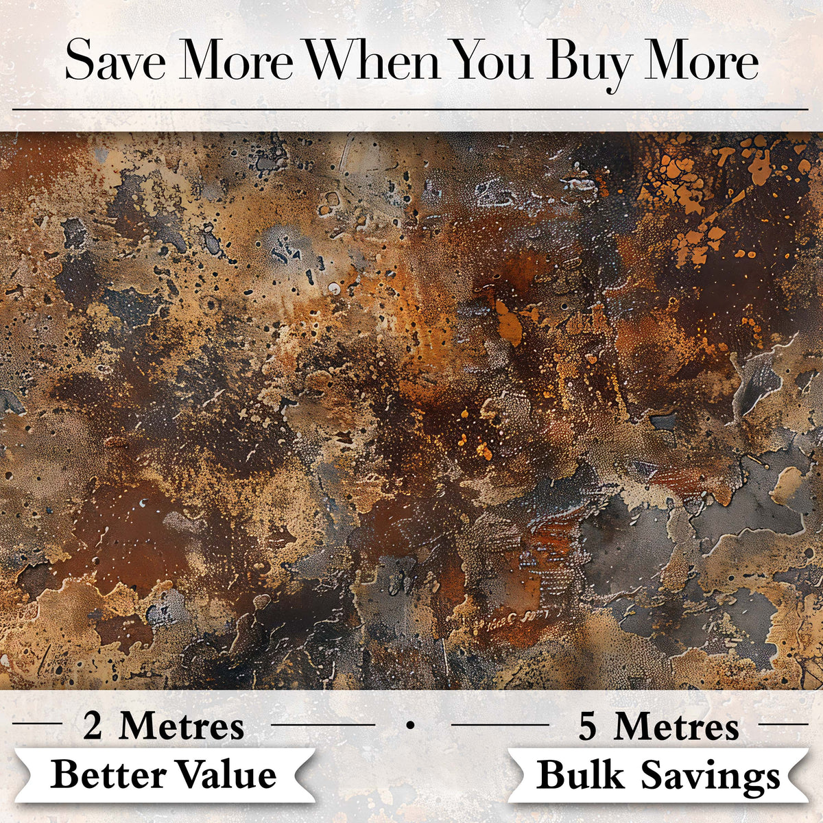 Rustic Metallic Corrosion Texture Brown Industrial Grunge Seamless Pattern Digital Print Fabric by the Metre UK Sewing Quilting Textile