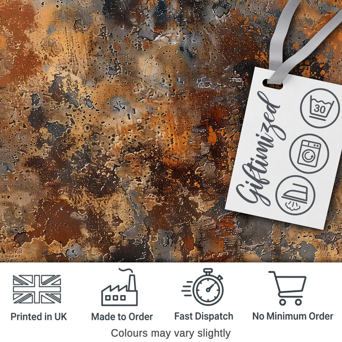 Rustic Metallic Corrosion Texture Brown Industrial Grunge Seamless Pattern Digital Print Fabric by the Metre UK Sewing Quilting Textile