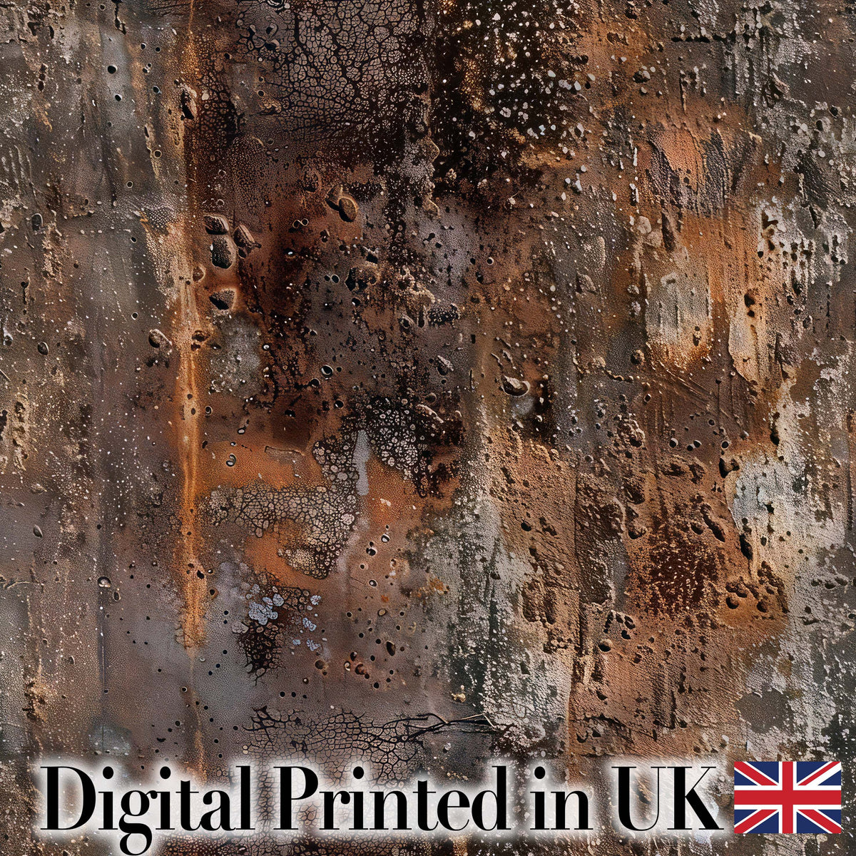 Distressed Rust Metal Surface Texture Dark Brown Grunge Seamless Pattern Digital Print Fabric by the Metre UK Sewing Quilting Textile