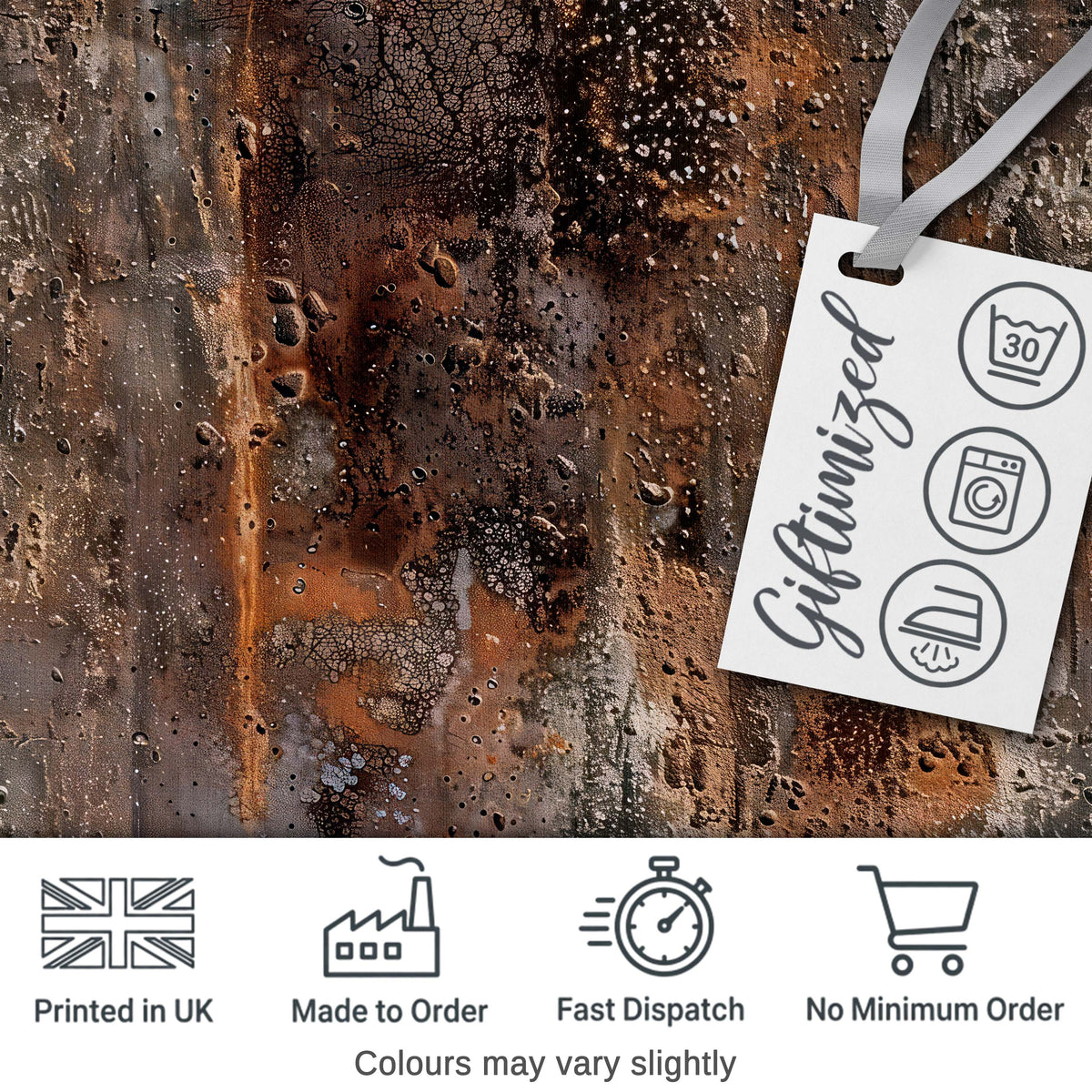 Distressed Rust Metal Surface Texture Dark Brown Grunge Seamless Pattern Digital Print Fabric by the Metre UK Sewing Quilting Textile