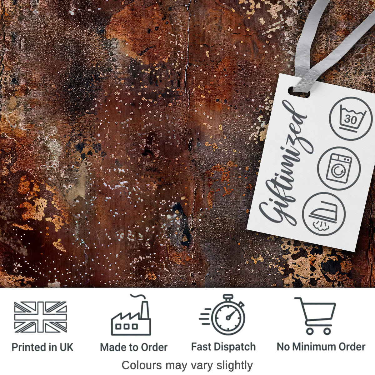 Aged Steel Rust Texture with Splatter Effect Grunge Seamless Pattern Digital Print Fabric by the Metre UK Sewing Quilting Textile
