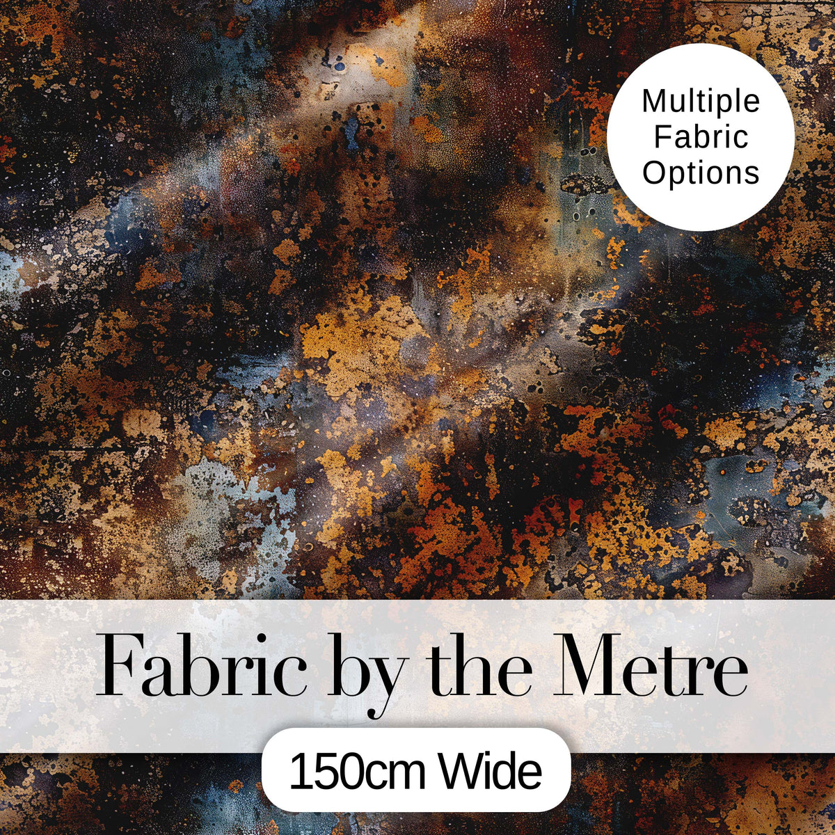 Distressed Metal Rust Pattern with Gold Accents Seamless Grunge Fabric Digital Print Fabric by the Metre UK Sewing Quilting Textile