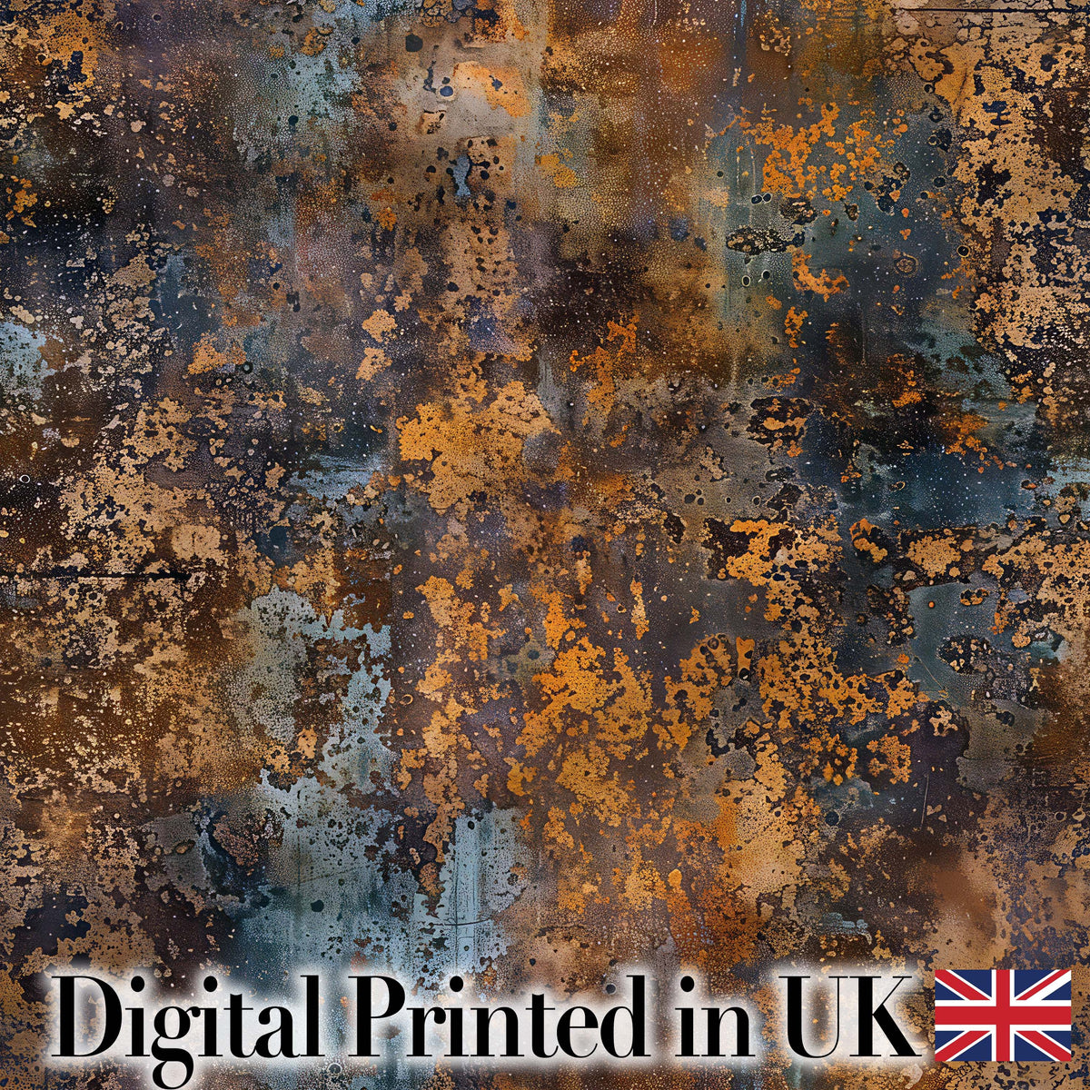 Distressed Metal Rust Pattern with Gold Accents Seamless Grunge Fabric Digital Print Fabric by the Metre UK Sewing Quilting Textile