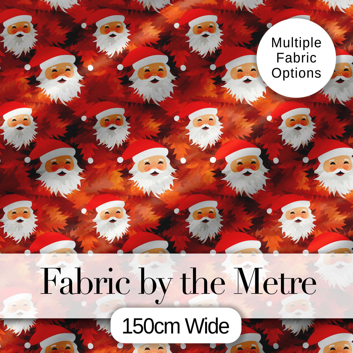 Cute Santa Faces Orange Leaf Autumn Christmas Seamless Pattern Warm Festive Digital Print Fabric by the Metre UK Sewing Quilting Textile