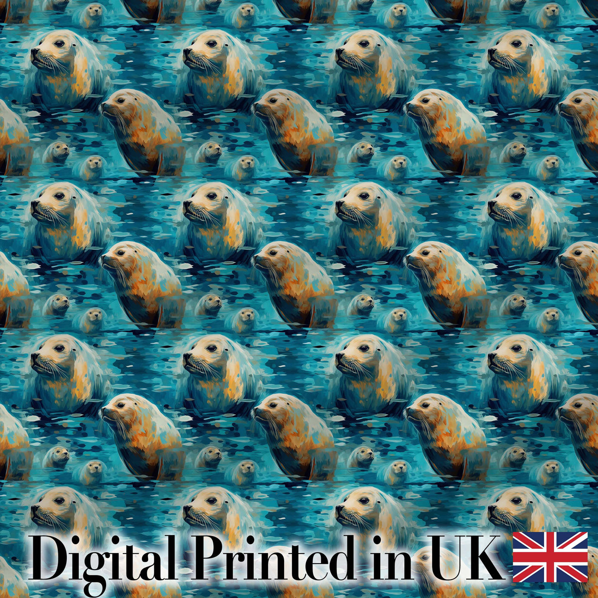 Minimalist Seal with Botanical Motif Soft Neutral Seamless Pattern Digital Print Fabric by the Metre UK Sewing Quilting Textile