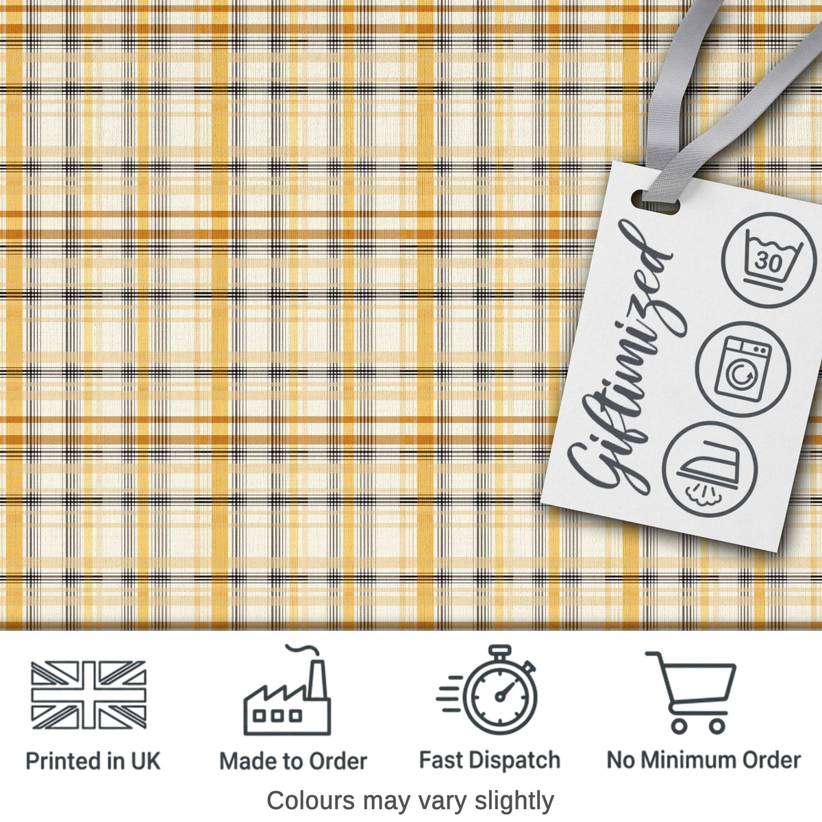 Warm Beige and Mustard Plaid Check Pattern with Fine Black Lines Digital Print Fabric by the Metre UK Sewing Quilting Textile