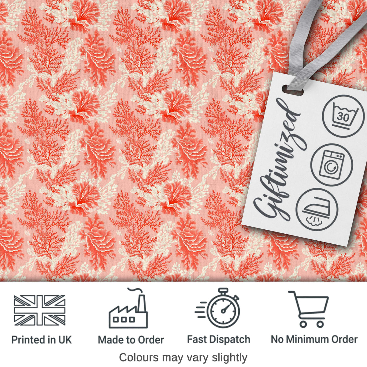 Coral Reef Inspired Floral in Soft Pink and Red Tones Textile Design Digital Print Fabric by the Metre UK Sewing Quilting Textile