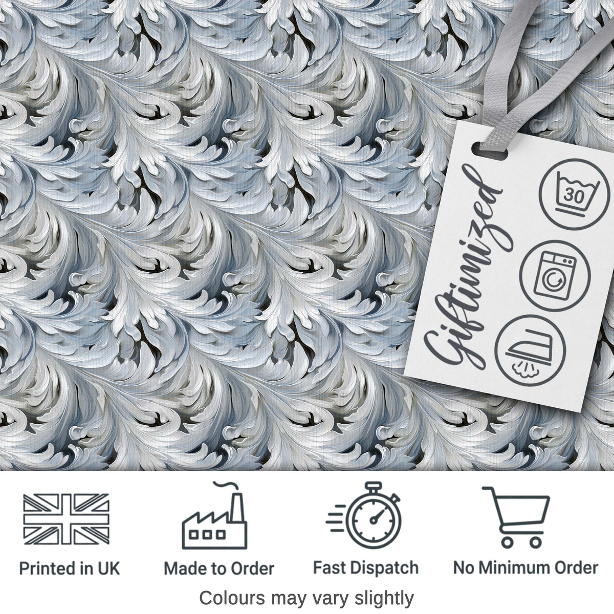 Abstract Grey Marble Swirl Pattern with Fluid Flowing Texture Seamless Design Digital Print Fabric by the Metre UK Sewing Quilting Textile