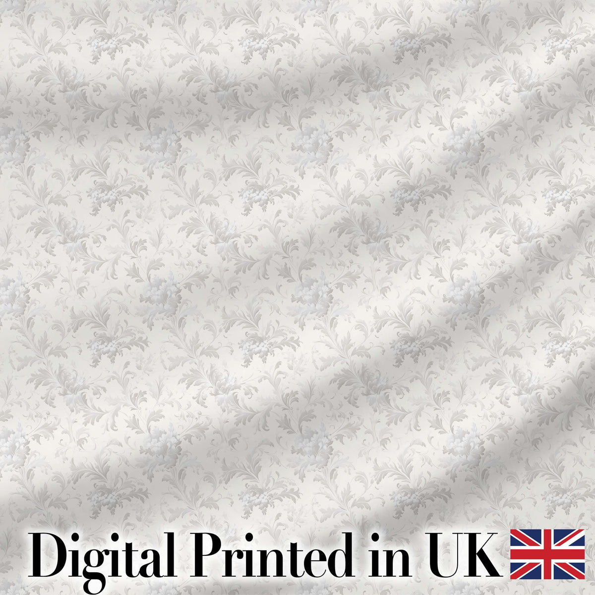 Elegant Soft Grey Damask Floral with Delicate Vintage Texture Design Digital Print Fabric by the Metre UK Sewing Quilting Textile