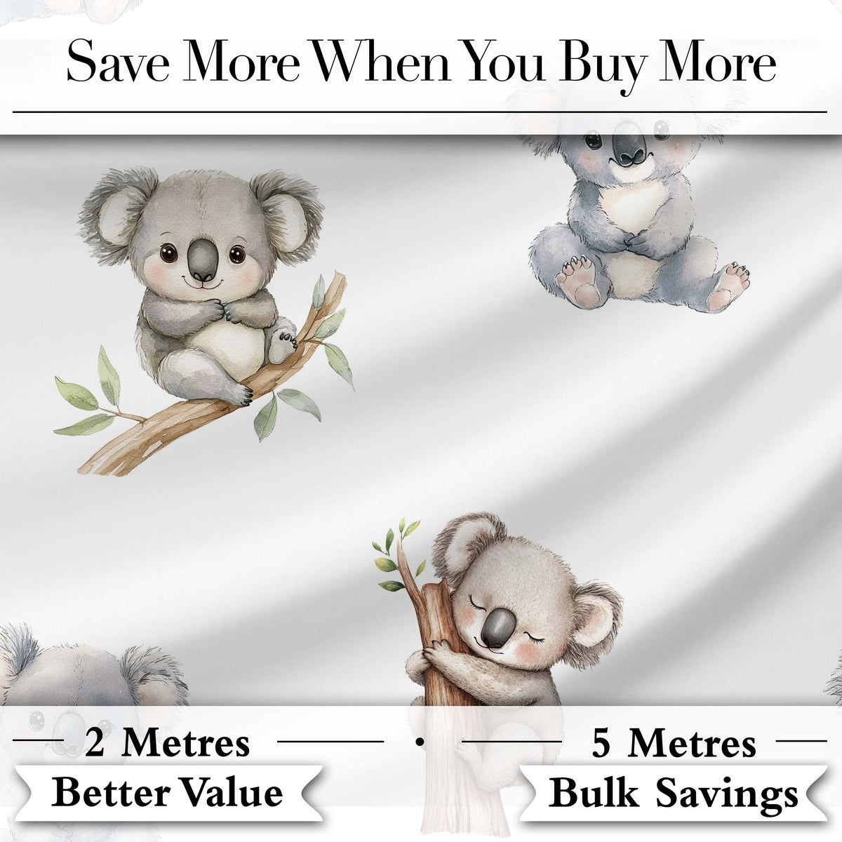 Cute Cartoon Koala Bears with Stars on Soft Grey Background Seamless Pattern Digital Print Fabric by the Metre UK Sewing Quilting Textile