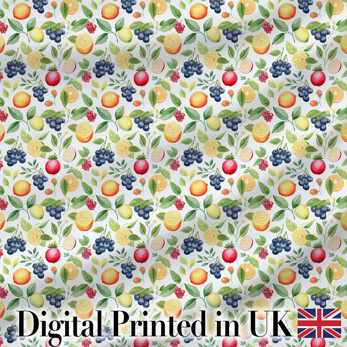 Watercolor Citrus and Berry Botanical Seamless Pattern Digital Print Fabric by the Metre UK Sewing Quilting Textile