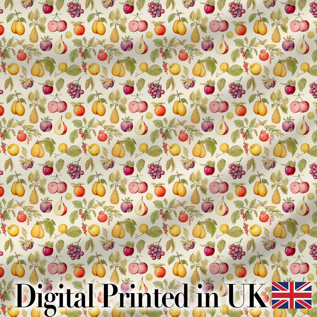 Vintage Botanical Orchard Fruits and Leaves Seamless Pattern Digital Print Fabric by the Metre UK Sewing Quilting Textile