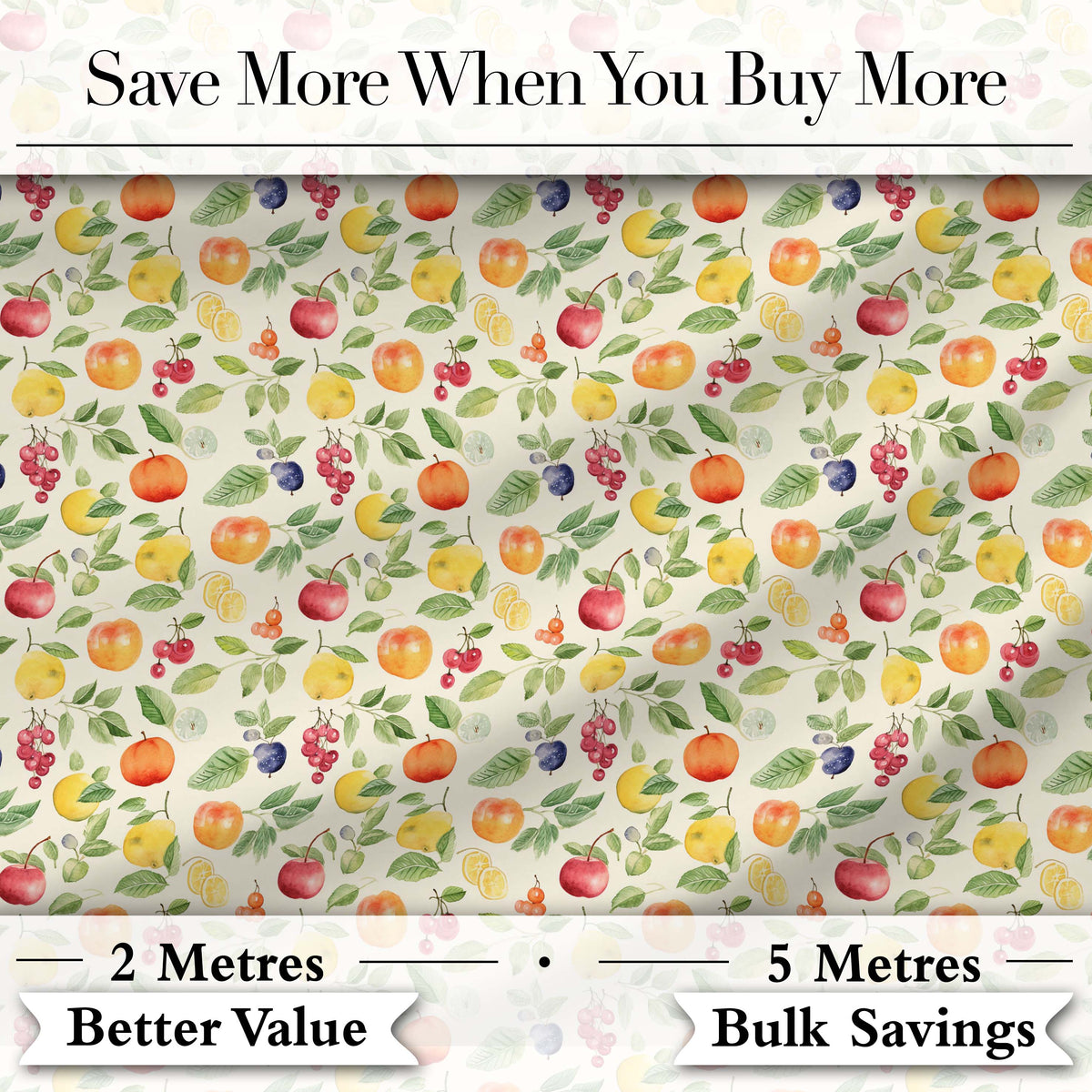 Soft Watercolor Apple Lemon Berry Fruit Seamless Pattern Digital Print Fabric by the Metre UK Sewing Quilting Textile