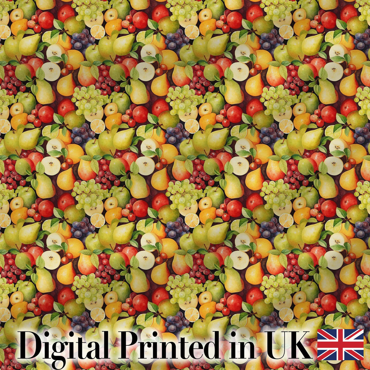 Rich Vintage Mixed Fruit Basket Seamless Pattern Digital Print Fabric by the Metre UK Sewing Quilting Textile