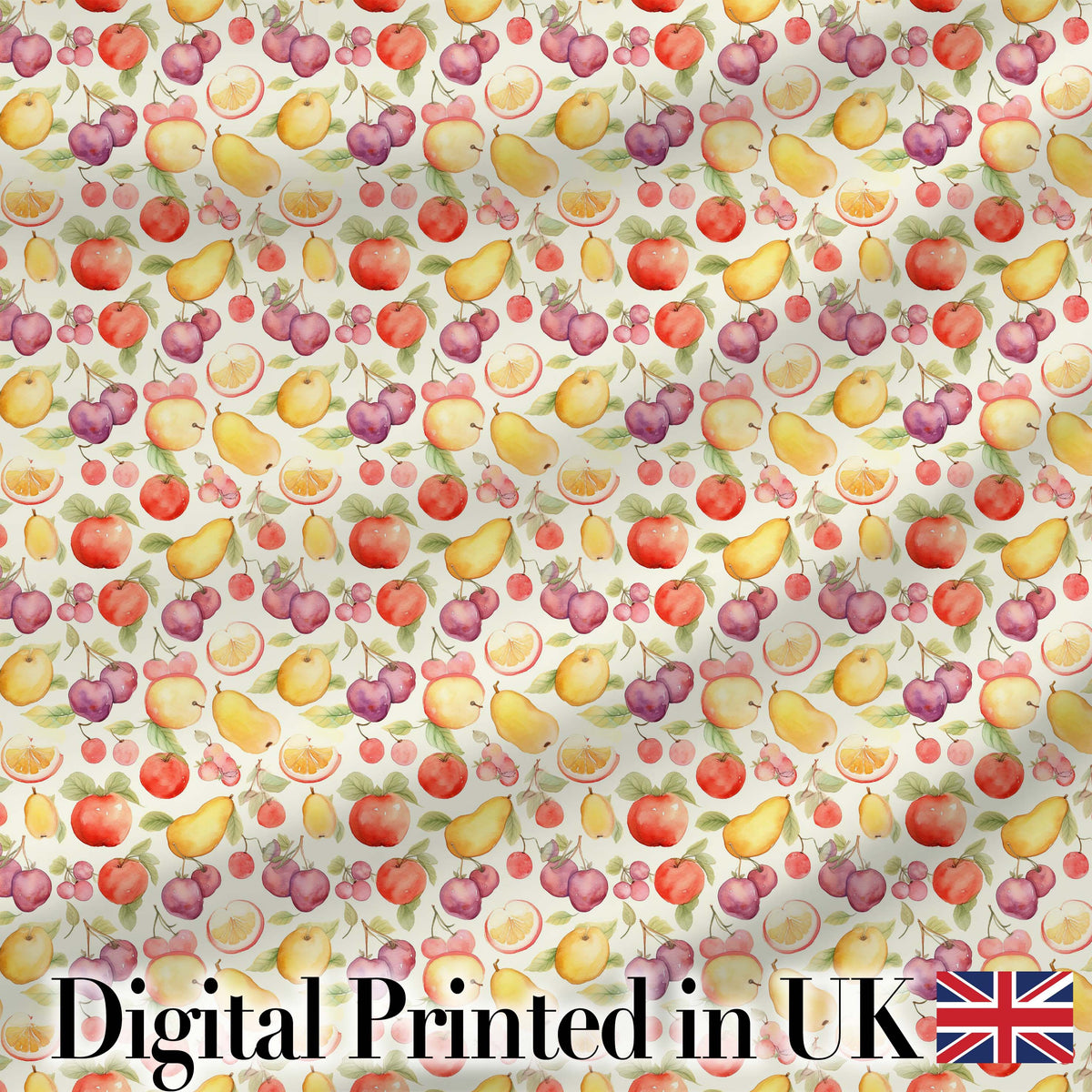 Delicate Pastel Watercolor Mixed Fruit Seamless Pattern Digital Print Fabric by the Metre UK Sewing Quilting Textile