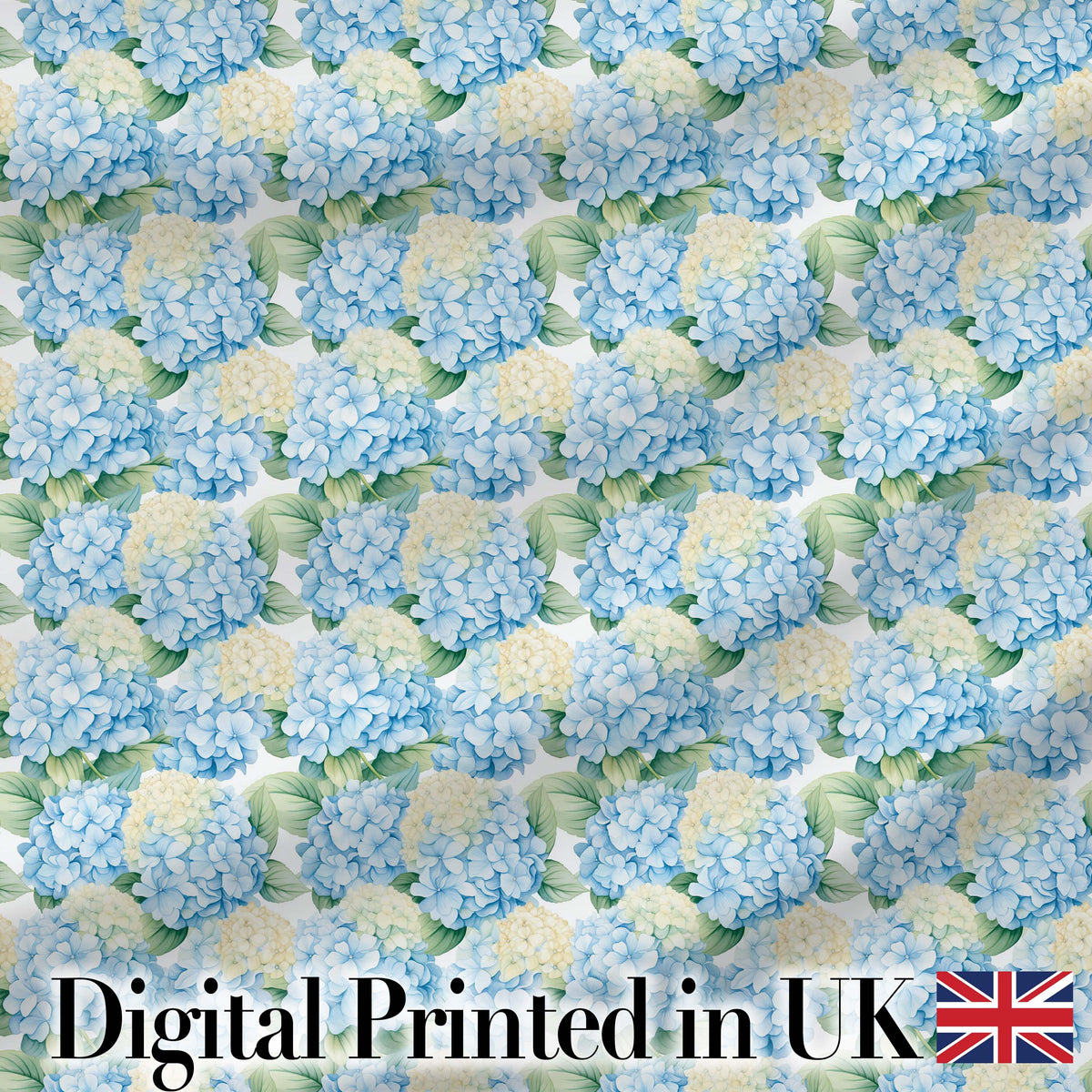 Soft Blue Hydrangea Floral Seamless Pattern Digital Print Fabric by the Metre UK Sewing Quilting Textile