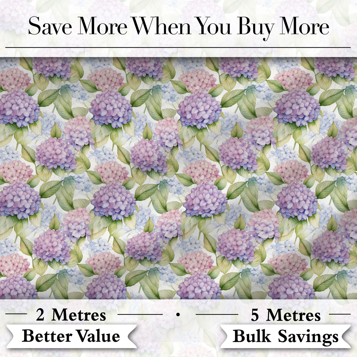 Soft Pastel Purple Pink Hydrangea Floral Seamless Pattern Digital Print Fabric by the Metre UK Sewing Quilting Textile