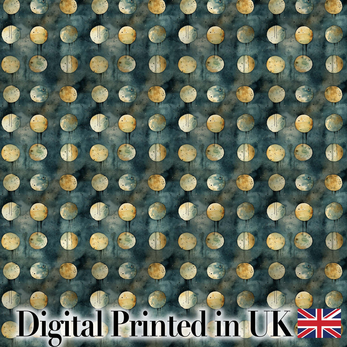 Rustic Gold Circle Galaxy Texture Seamless Pattern Digital Print Fabric by the Metre UK Sewing Quilting Textile