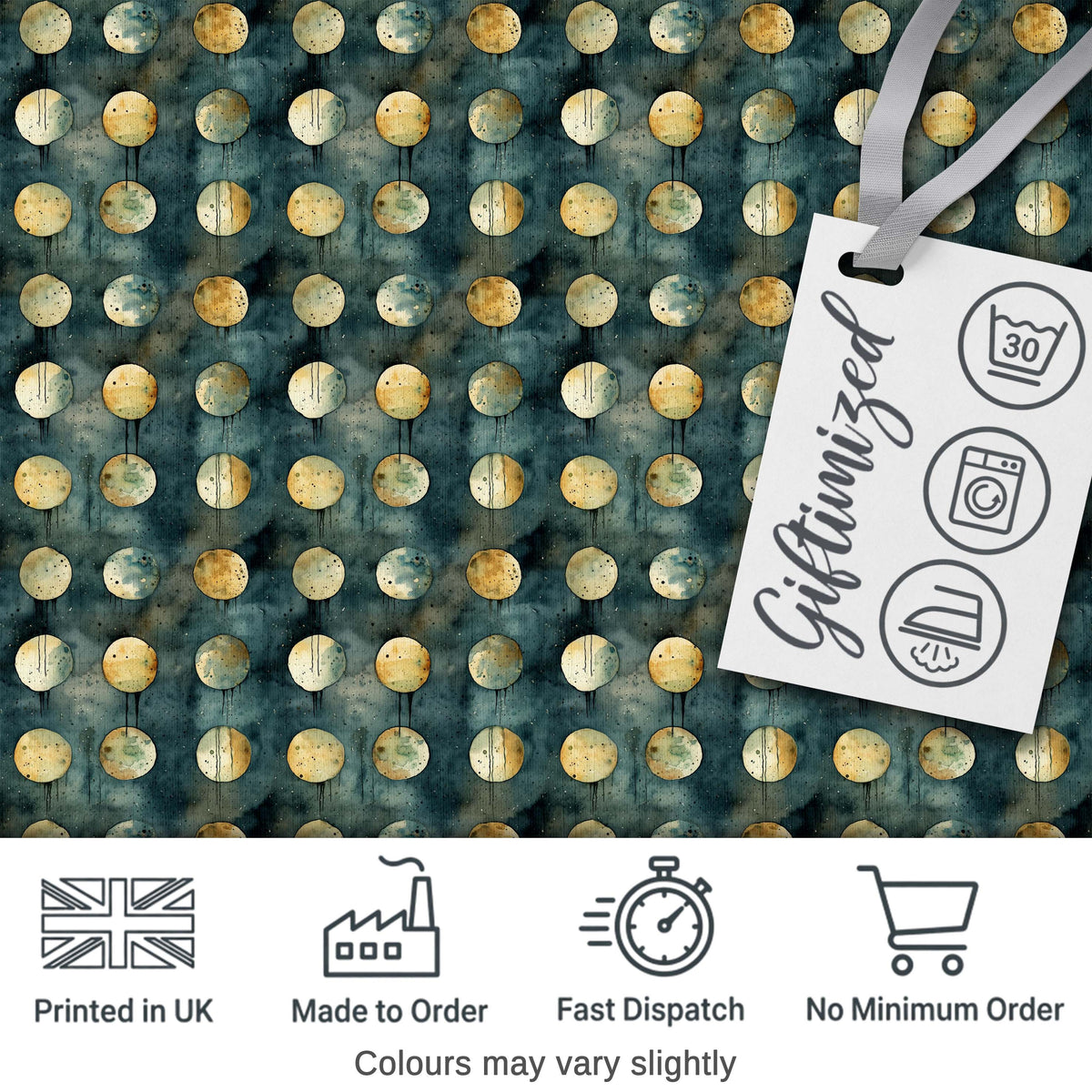 Rustic Gold Circle Galaxy Texture Seamless Pattern Digital Print Fabric by the Metre UK Sewing Quilting Textile