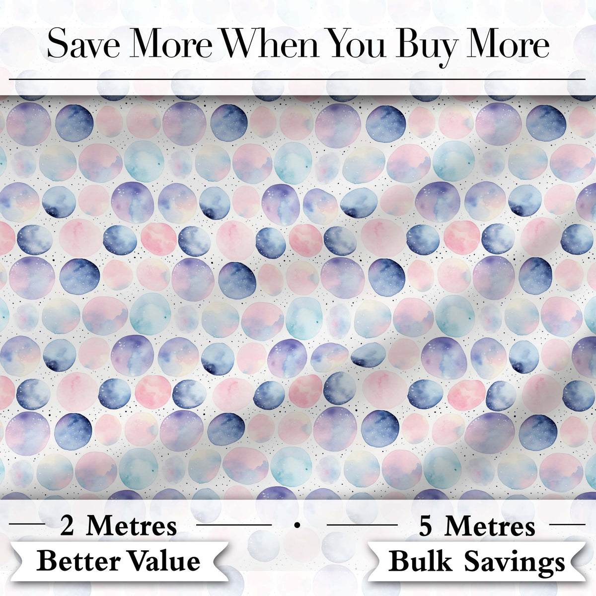 Pastel Watercolor Polka Dot Circles Seamless Pattern Digital Print Fabric by the Metre UK Sewing Quilting Textile