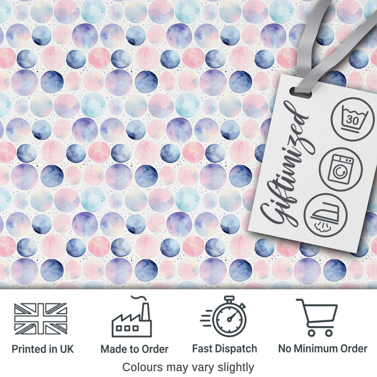 Pastel Watercolor Polka Dot Circles Seamless Pattern Digital Print Fabric by the Metre UK Sewing Quilting Textile