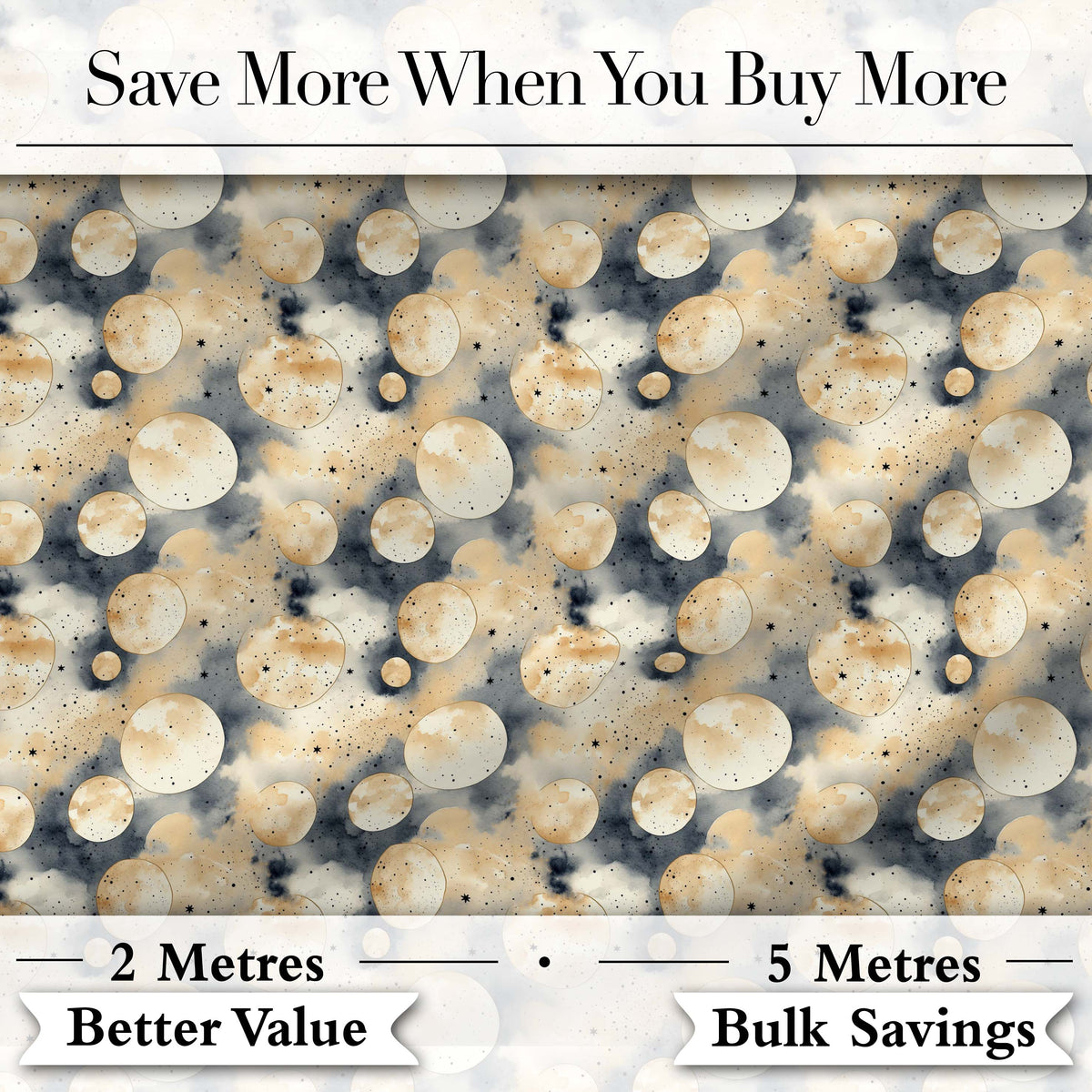 Neutral Beige Celestial Moon and Stars Seamless Pattern Digital Print Fabric by the Metre UK Sewing Quilting Textile