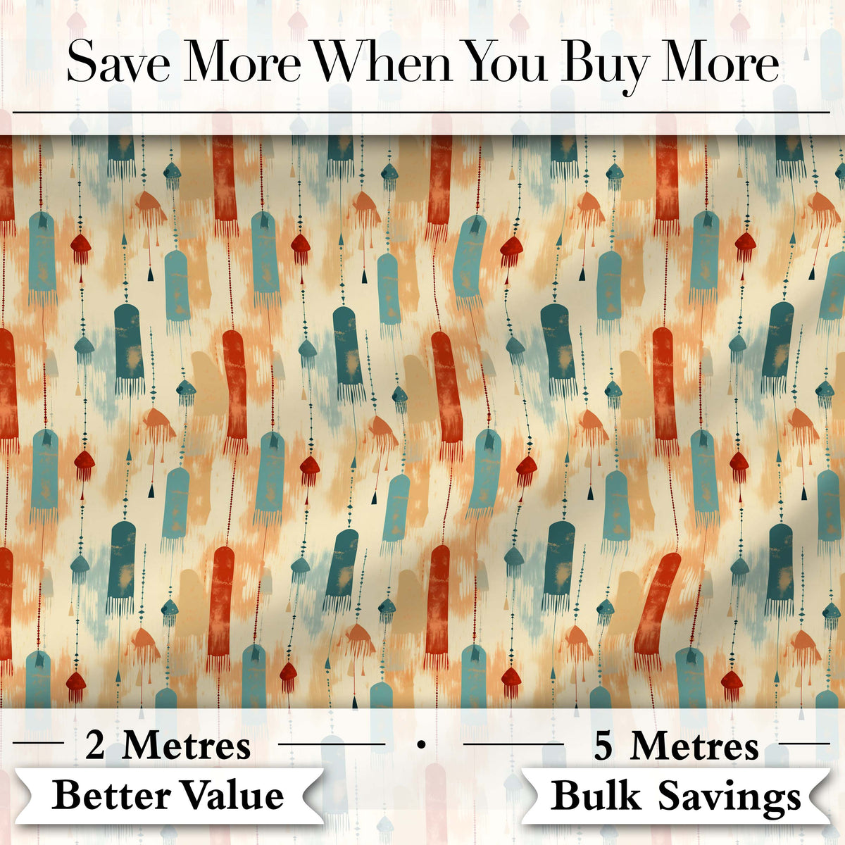 Abstract Hanging Tassels and Brushstroke Background Seamless Pattern Digital Print Fabric by the Metre UK Sewing Quilting Textile