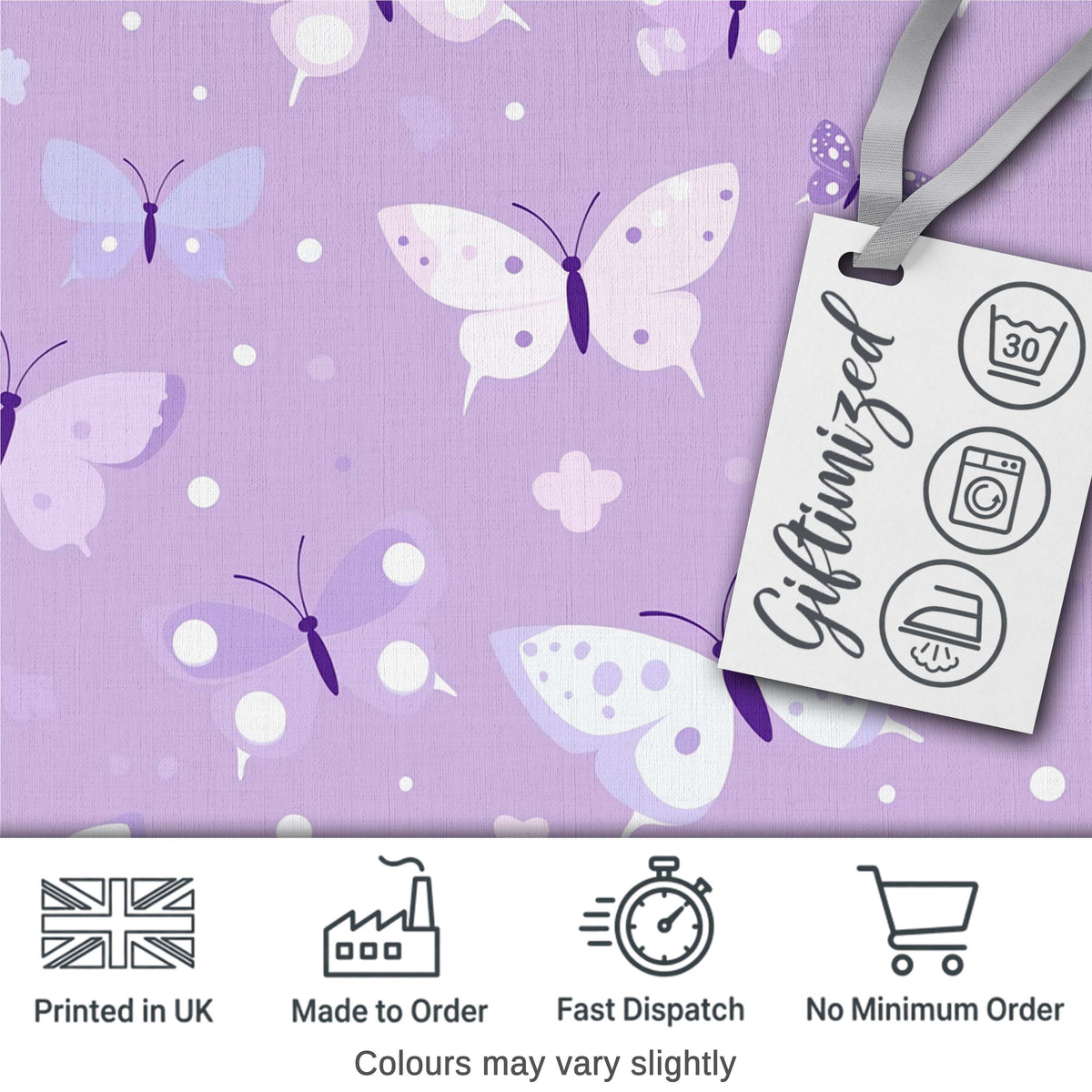 Cute Purple Butterflies with Soft Abstract Background Seamless Pattern Digital Print Fabric by the Metre UK Sewing Quilting Textile