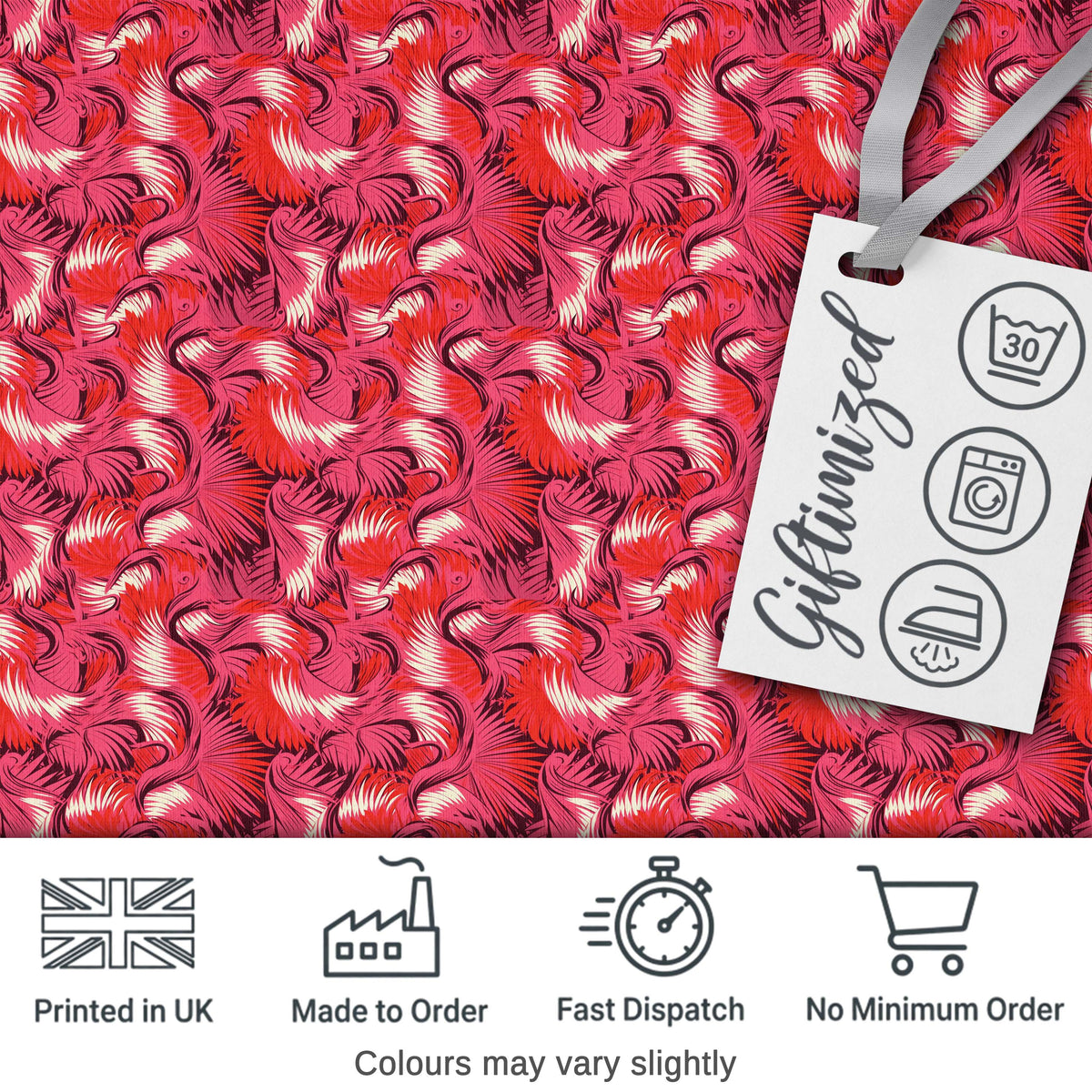 Bold Red Flamingo Birds Tropical Pattern Seamless Design Digital Print Fabric by the Metre UK Sewing Quilting Textile