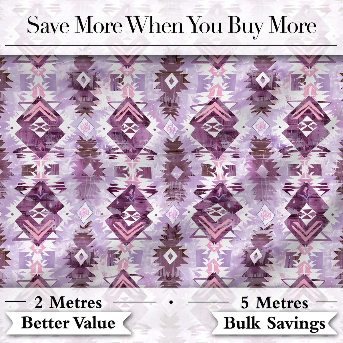 Purple and Lilac Tribal Aztec Geometric Seamless Pattern Digital Print Fabric by the Metre UK Sewing Quilting Textile