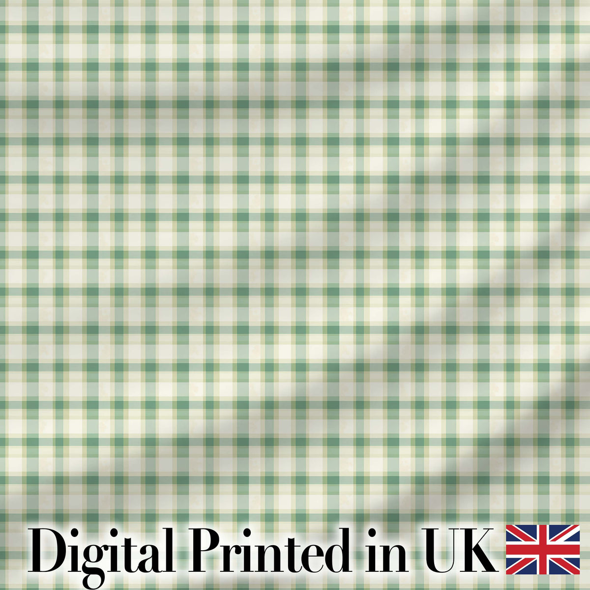Green and Cream Plaid Check Fabric Texture Seamless Pattern Digital Print Fabric by the Metre UK Sewing Quilting Textile
