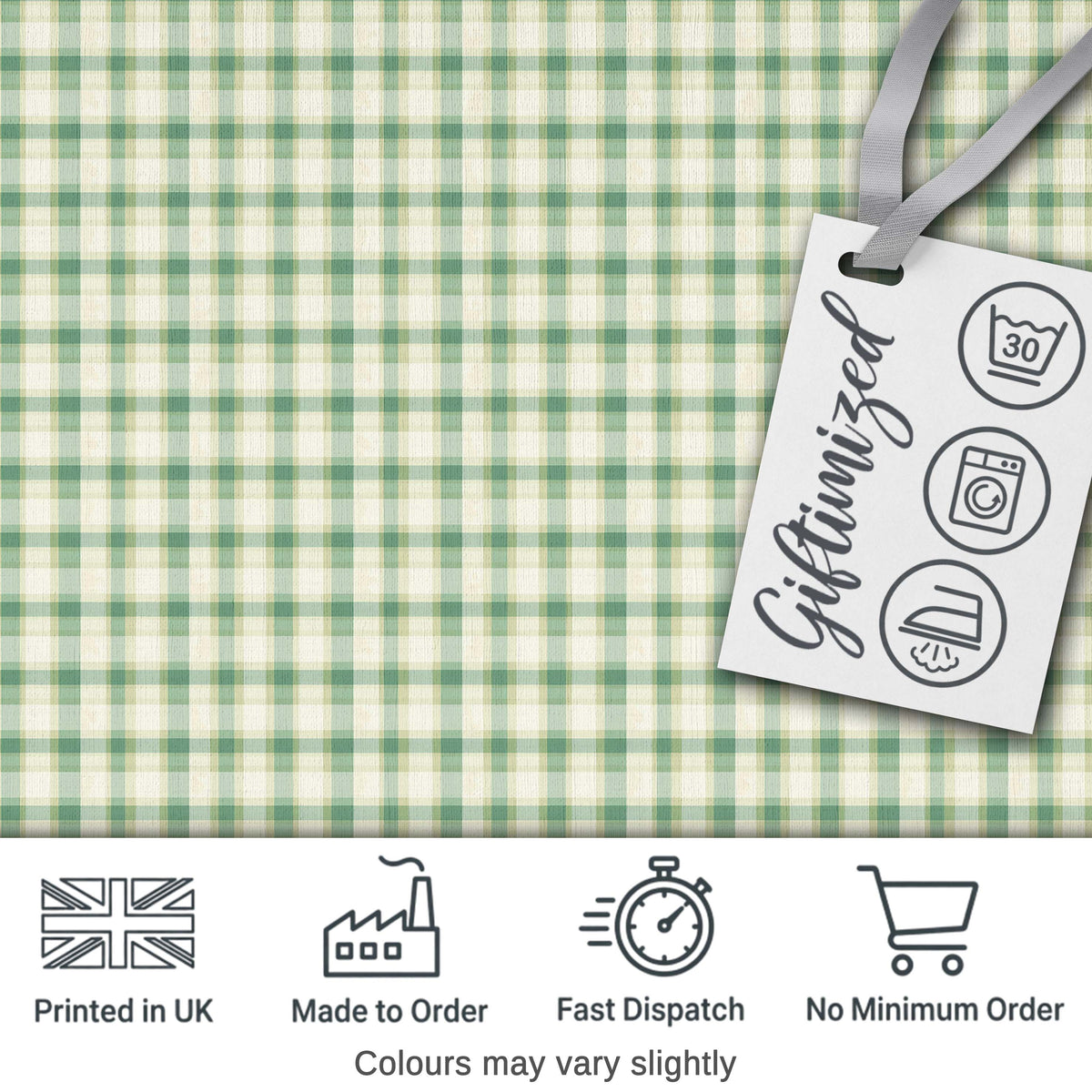 Green and Cream Plaid Check Fabric Texture Seamless Pattern Digital Print Fabric by the Metre UK Sewing Quilting Textile