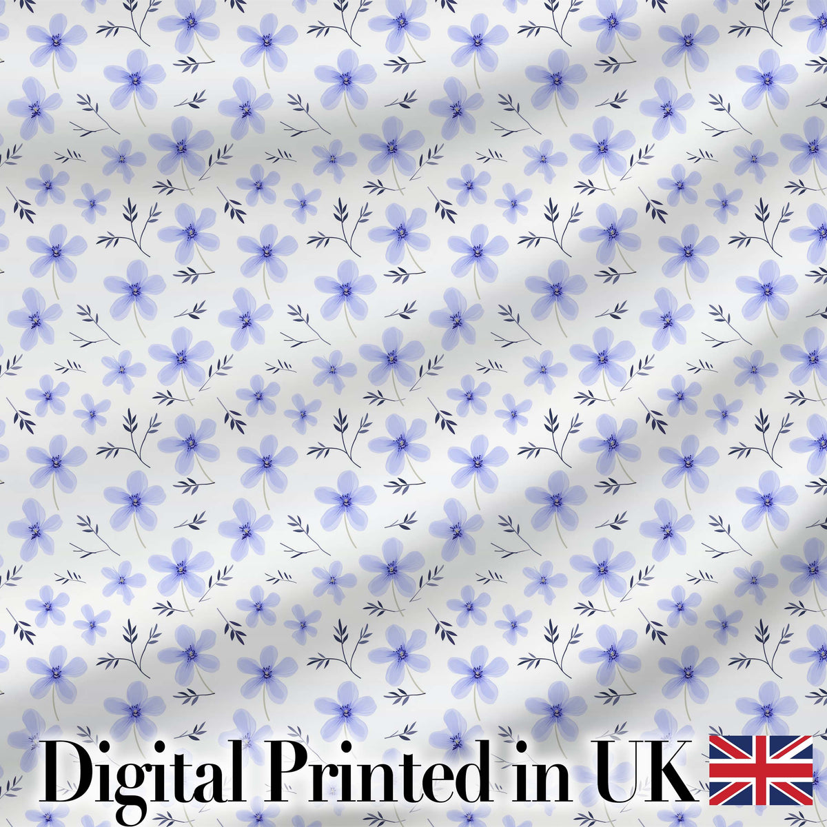 Delicate Light Blue Floral Ditsy Seamless Pattern Digital Print Fabric by the Metre UK Sewing Quilting Textile