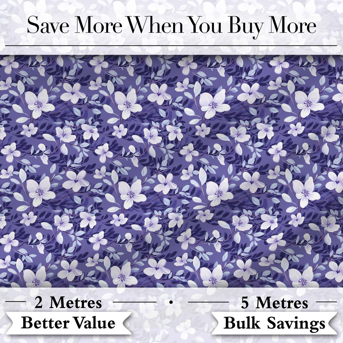 Purple Blossom Floral Garden Seamless Pattern Digital Print Fabric by the Metre UK Sewing Quilting Textile