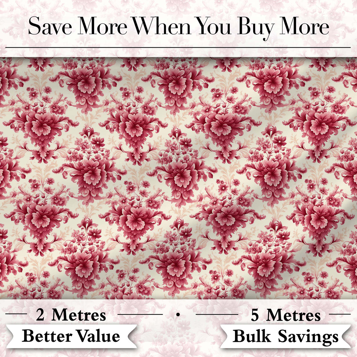 Soft Pink Vintage Floral Bouquet Seamless Pattern Digital Print Fabric by the Metre UK Sewing Quilting Textile