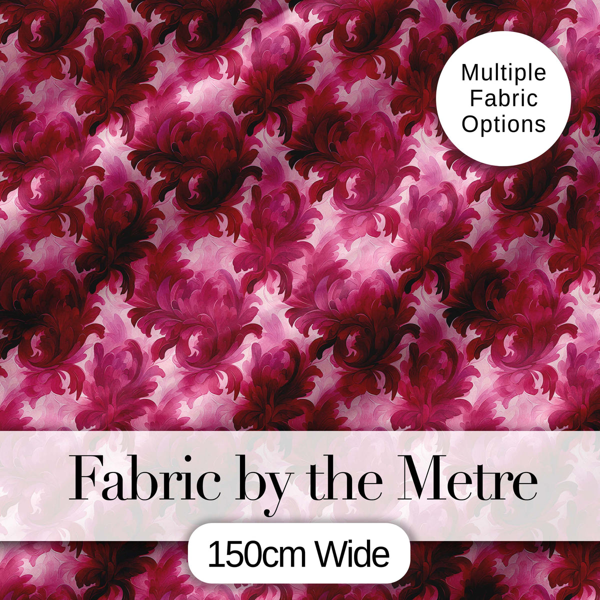Artistic Pink Floral Brush Stroke Seamless Pattern Digital Print Fabric by the Metre UK Sewing Quilting Textile