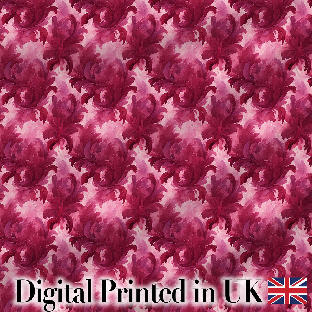 Artistic Pink Floral Brush Stroke Seamless Pattern Digital Print Fabric by the Metre UK Sewing Quilting Textile