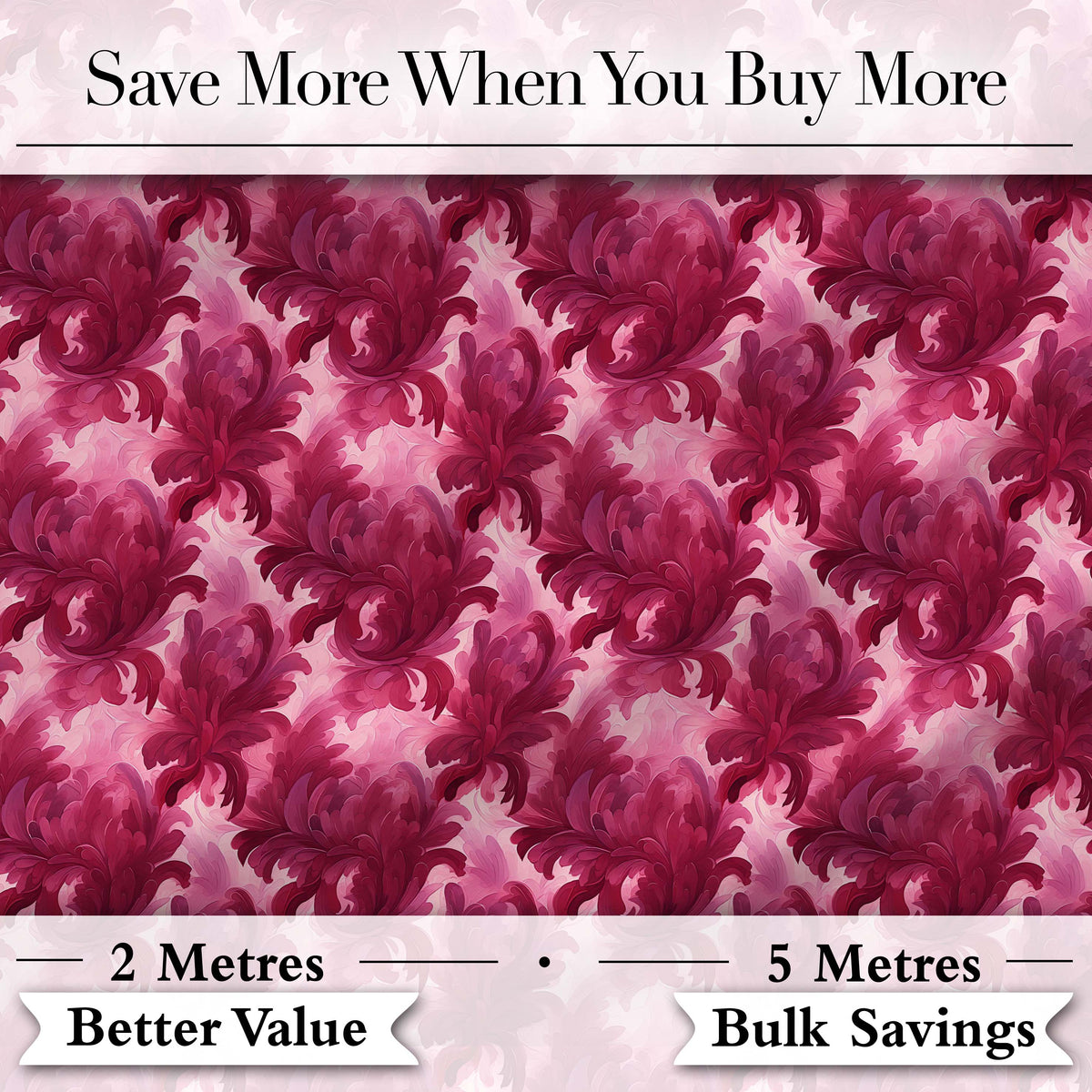 Artistic Pink Floral Brush Stroke Seamless Pattern Digital Print Fabric by the Metre UK Sewing Quilting Textile