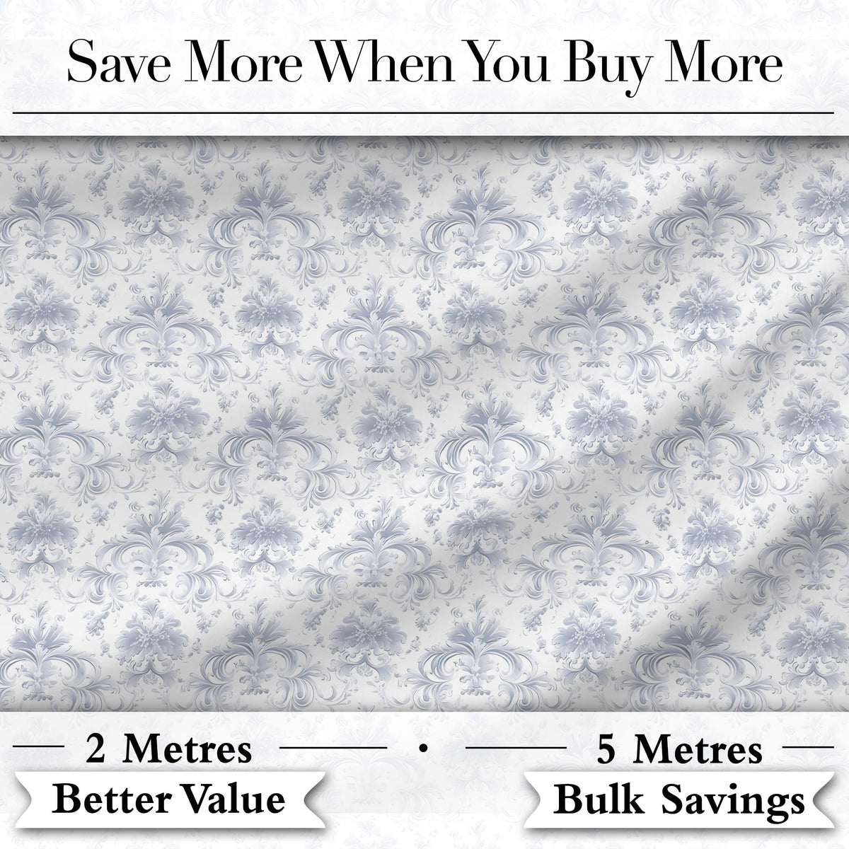 Elegant Soft Grey Damask Floral Ornamental Seamless Pattern Digital Print Fabric by the Metre UK Sewing Quilting Textile