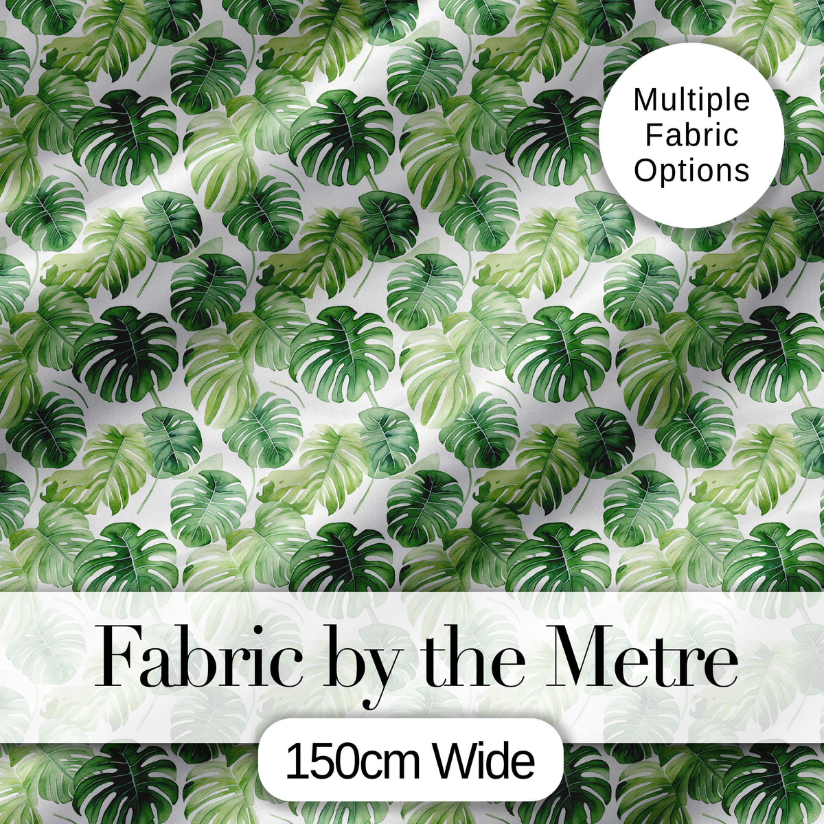 Light Green Botanical Monstera Leaf Arrangement Seamless Pattern Digital Print Fabric by the Metre UK Sewing Quilting Textile