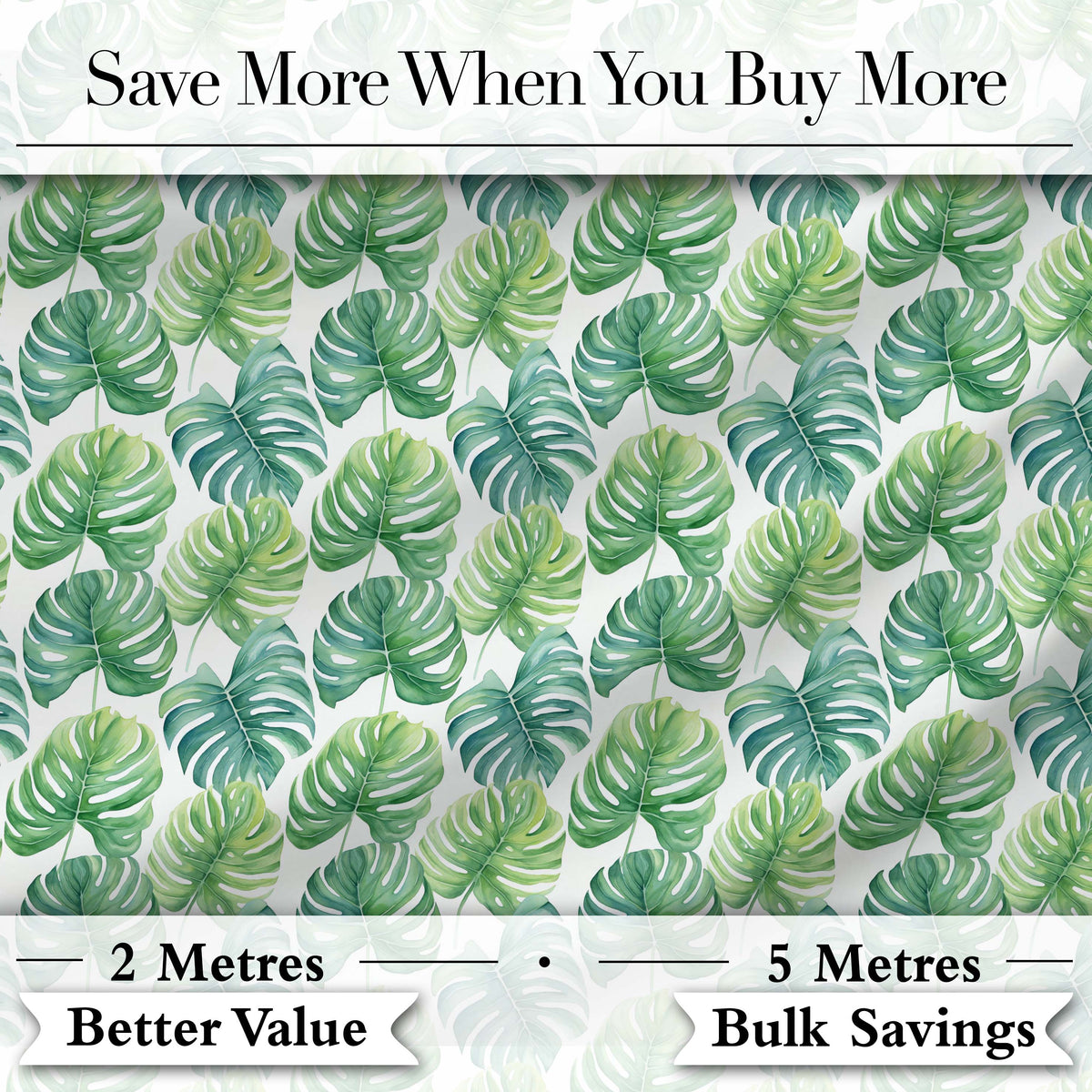 Fresh Watercolor Monstera Leaves in Soft Green Shades Seamless Pattern Digital Print Fabric by the Metre UK Sewing Quilting Textile
