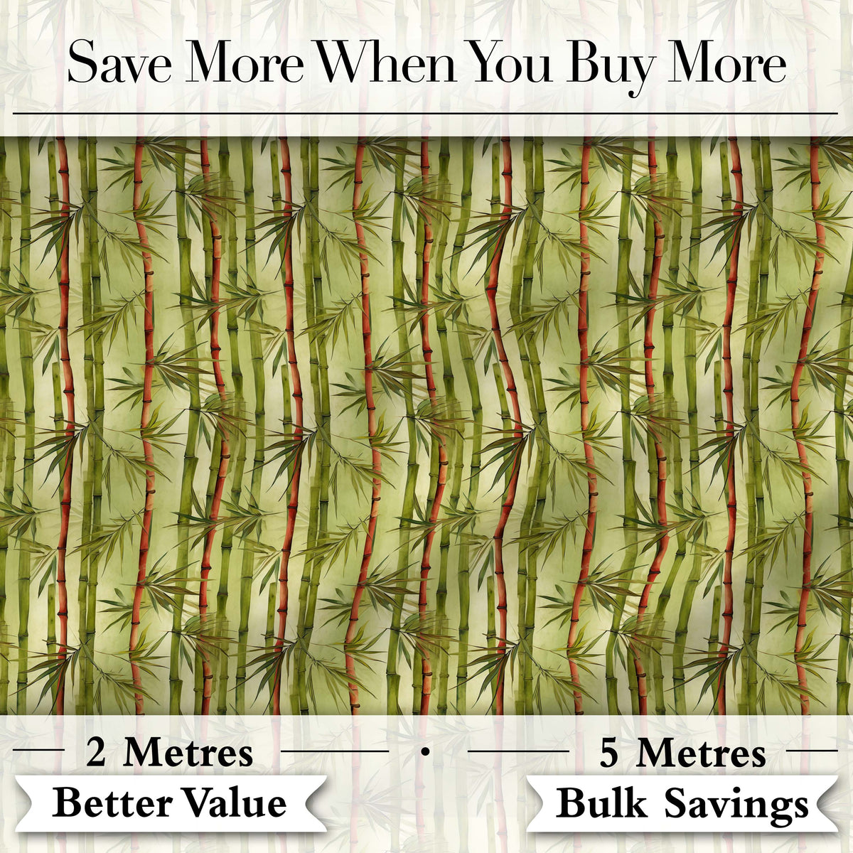 Watercolor Bamboo Forest with Red and Green Stems Natural Seamless Pattern Digital Print Fabric by the Metre UK Sewing Quilting Textile